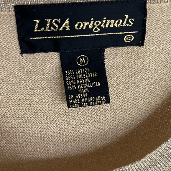 LISA Originals Women’s Metallic Gold Shoulder Padded Top - Picture 3 of 3